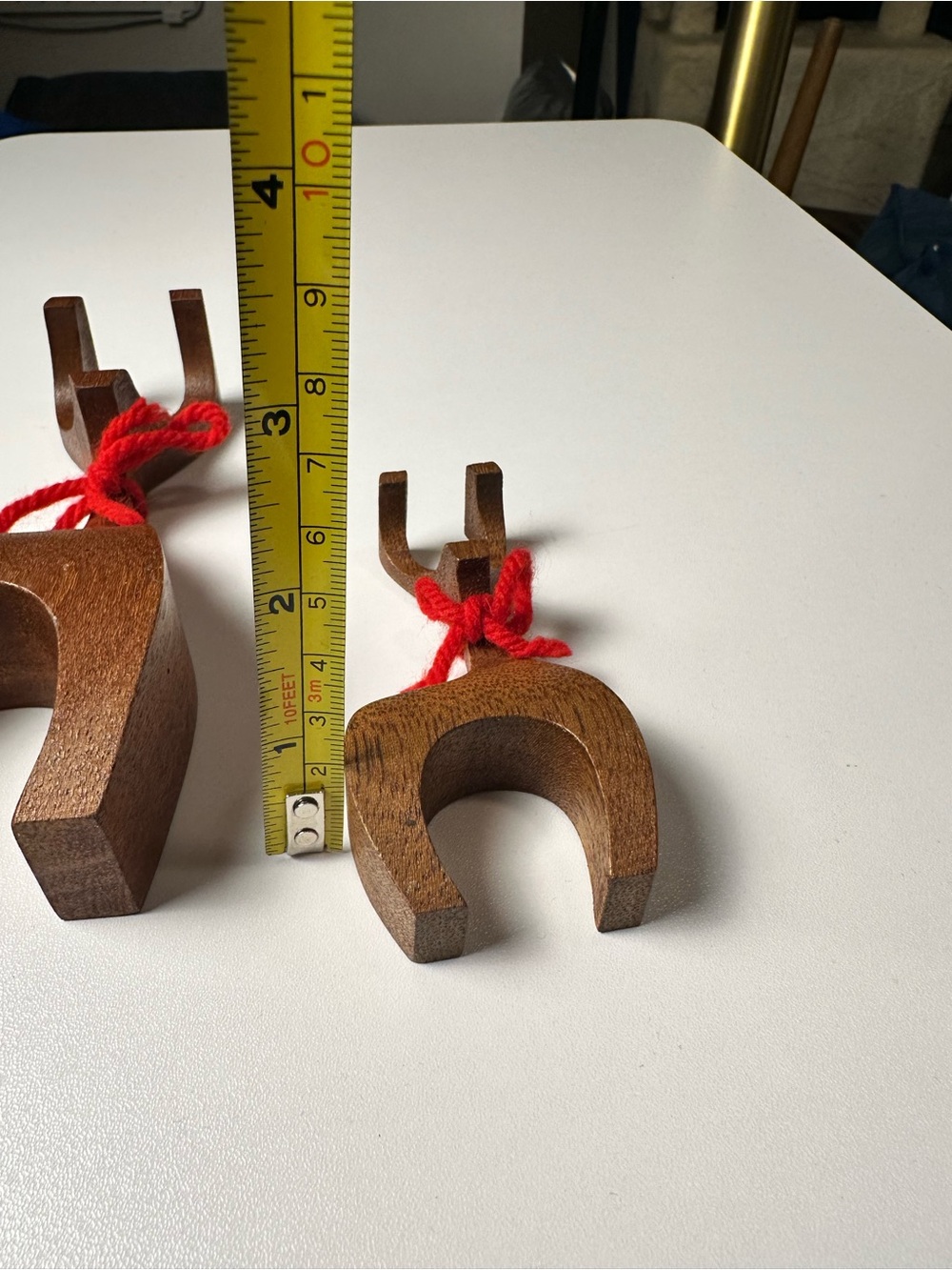 Vintage MCM Scandinavian/Danish-style Wooden Reindeer Mother & Fawn Figurine Set - Picture 13 of 13